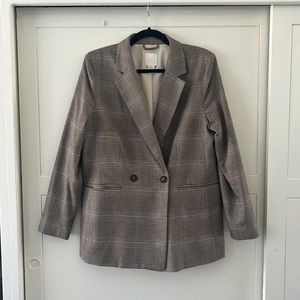 H&M Classic Checker Double Breast Blazer Jacket